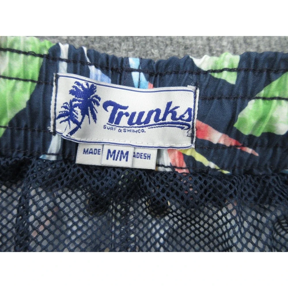 Trunks Mens Swim Shorts NWT Regular Fit Navy Blue Bird of Paradise Floral Size M